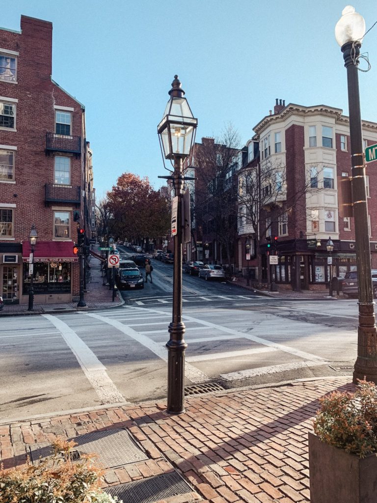 A photo of a hilly street in Boston, you will want to be comfortable!