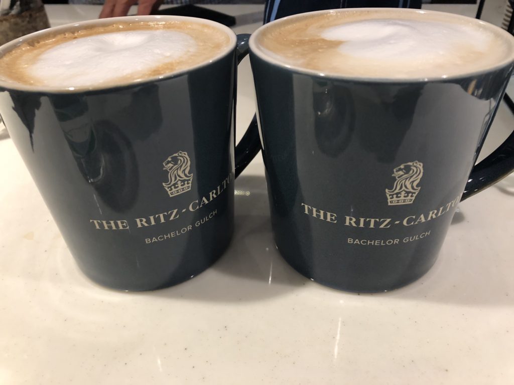 Coffees from the shop inside the hotel. 