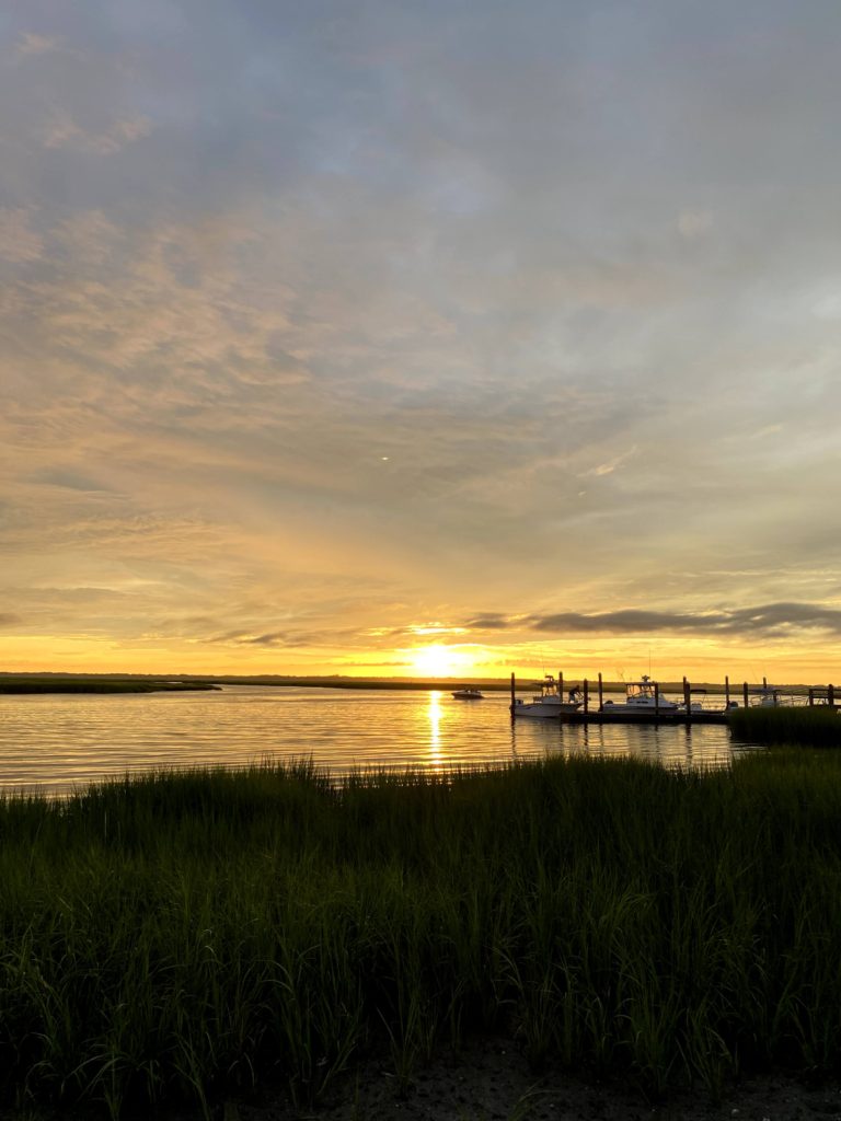 The sun setting over the bay. 