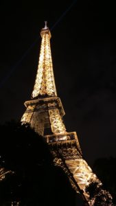 This is the Eiffel Tower at night.