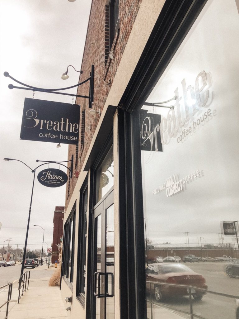 Pictured is the local coffee house in Hays, named "Breathe."